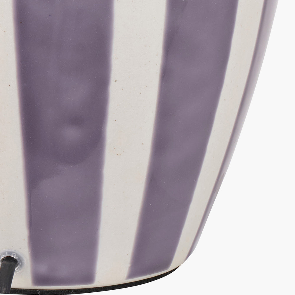 Priscilla Lilac Stripped Ceramic Table Lamp - Base Only